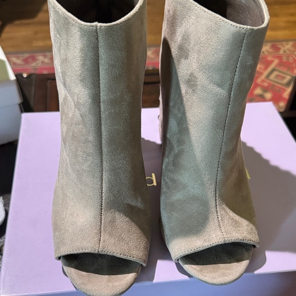 Madden Girl Taupe Suede Peep-Toe Ankle Booties - Picture 1 of 5